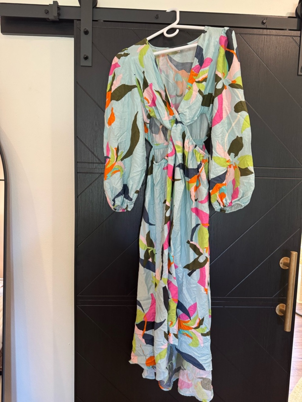a new day  Light Blue Floral Wrap Maxi Size Small